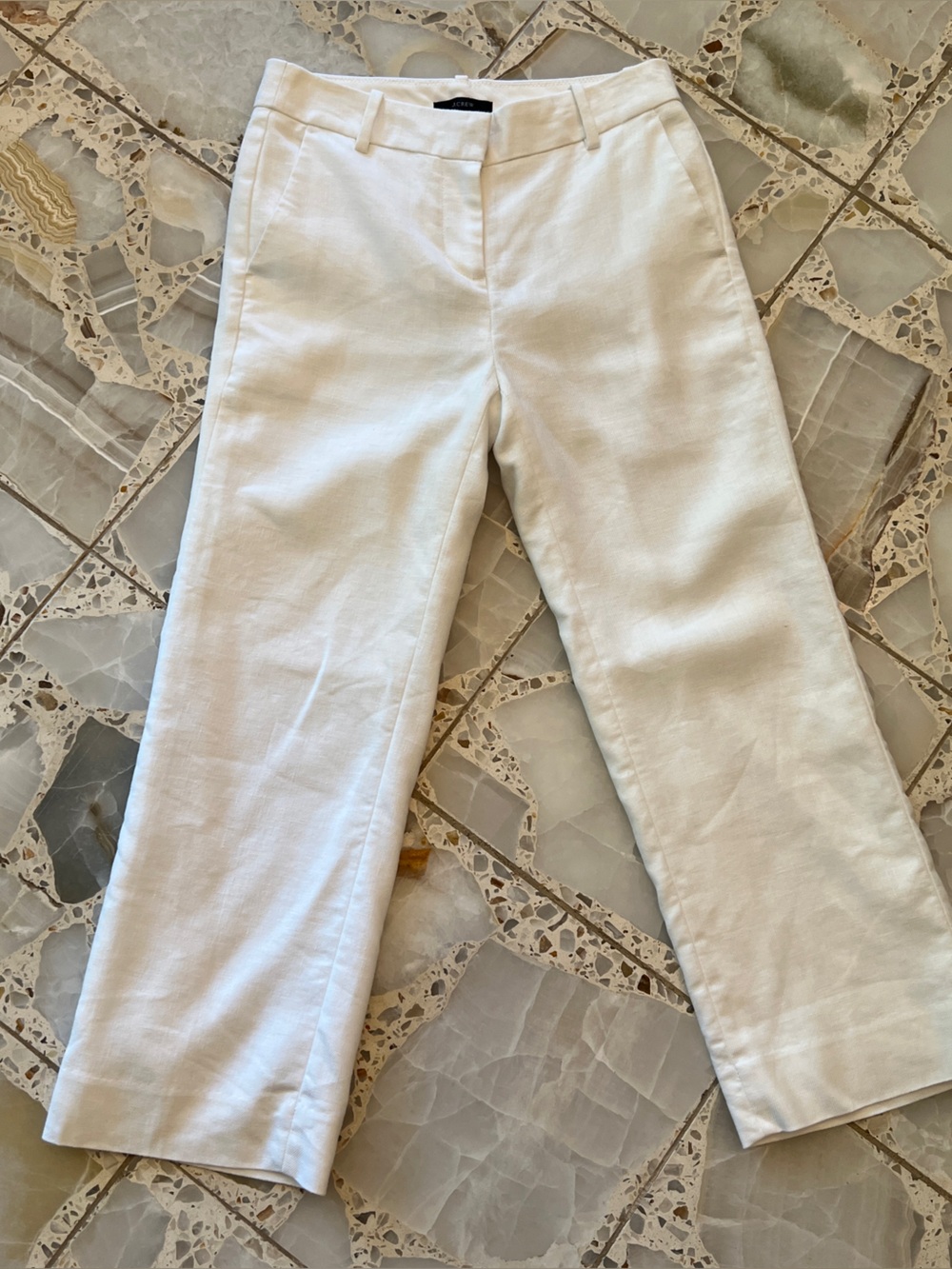 J. Crew Women’s White Linen-blend Trousers